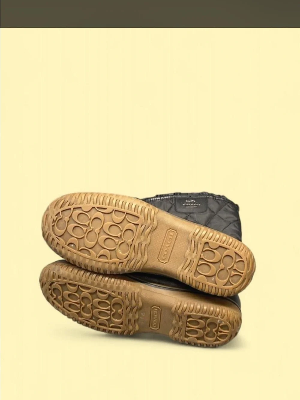 Coach Black Quilted Leather Winter Boots with Brown Sole